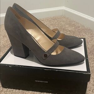 Nine West Charcoal Block Heel Pumps